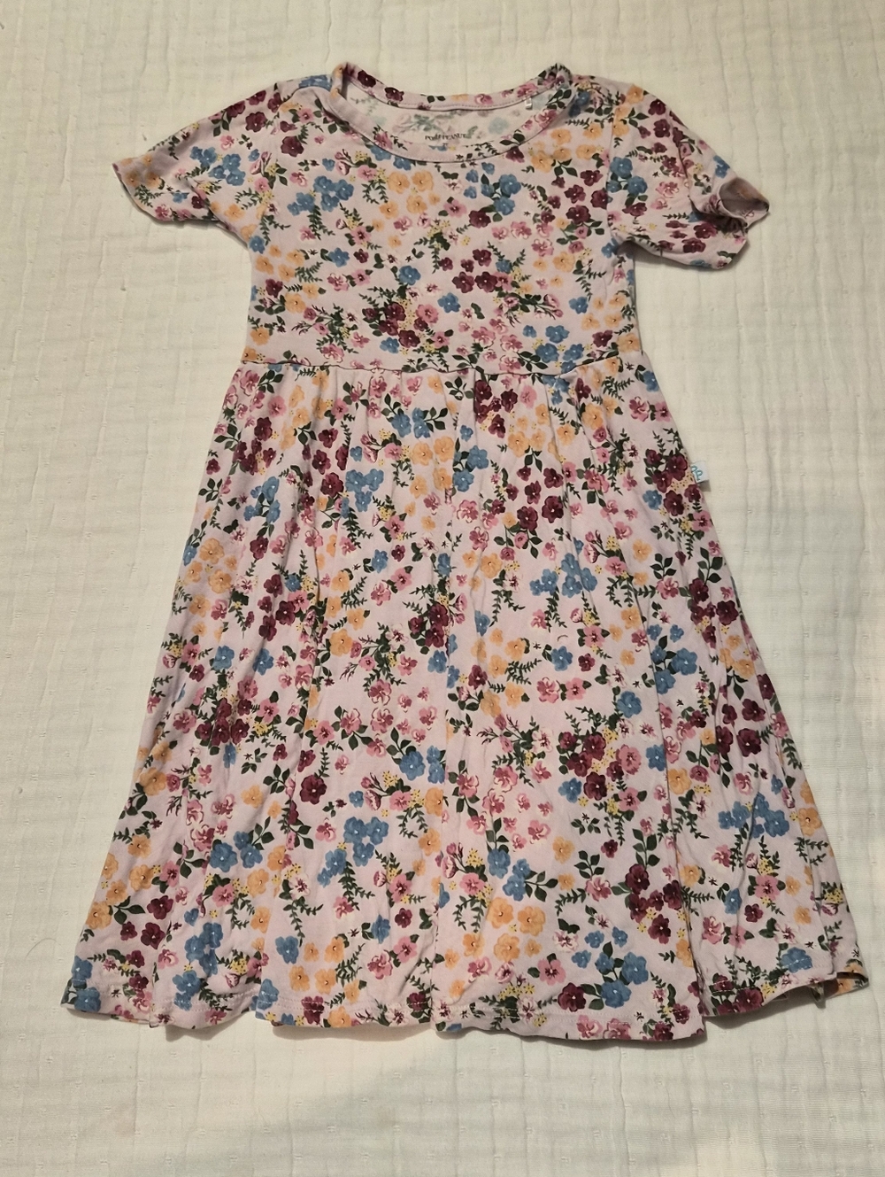 Posh Peanut Girls' Pink Floral Short-Sleeve Dress